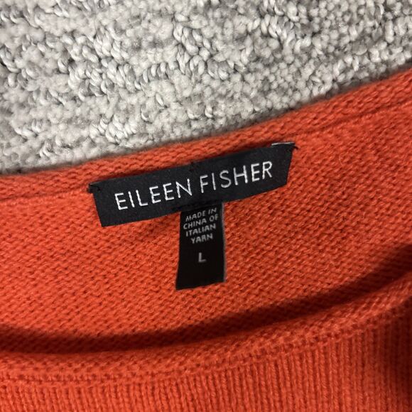 Eileen Fisher Sweater Womens Large Dark Orange 3/4 Sleeve Yak Wool Blend - Picture 2 of 6